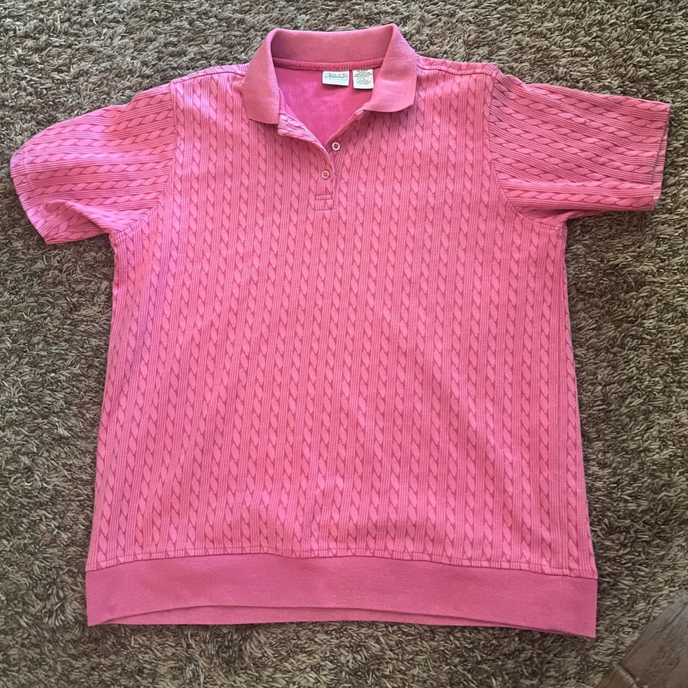 Haband Vibrant Pink Polo Shirt Size Large - Vintage